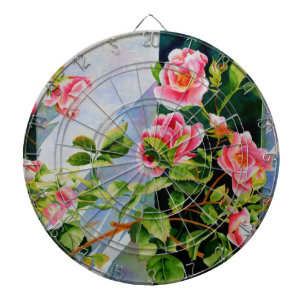 Jeu De Fléchettes Belles roses roses roses, roses rouges, aquarelle