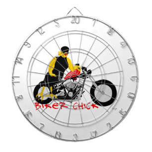 Jeu De Fléchettes BIKER CHICK assise sur sa moto