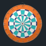 Jeu De Fléchettes Blanc, marine, turquoise, et orange<br><div class="desc">Blanc,  marine,  turquoise,  et jeu de Cible de flechettes de couleur orange comprenant 6 dards en laiton</div>