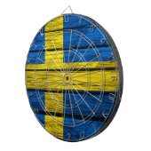 Jeu De Fléchettes Bois rustique de drapeau suédois (Devant droit)