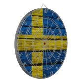 Jeu De Fléchettes Bois rustique de drapeau suédois (Devant gauche)