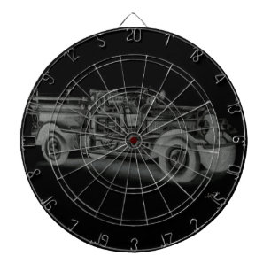Jeu De Fléchettes camion de pompiers vintage dessiné à la main inver