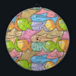 Jeu De Fléchettes Caricature sur les poissons<br><div class="desc">Motif sans couture arrière - plan de dessins animés colorés,  heureux et souriants de poissons.</div>