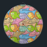 Jeu De Fléchettes Caricature sur les poissons<br><div class="desc">Motif sans couture arrière - plan de dessins animés colorés, heureux et souriants de poissons.</div>