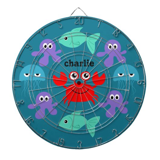 Jeu De Fléchettes Carte de dessin de nom personnalisé Sea Creats (Devant)
