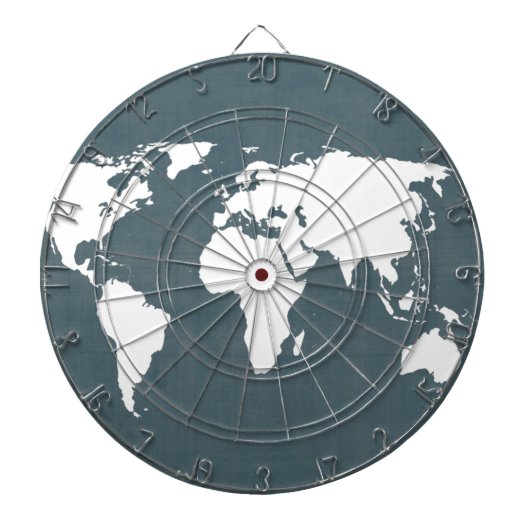 Jeu De Fléchettes Carte du monde. bleu et blanc (Devant)