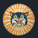 Jeu De Fléchettes Carte mère Vintage noir<br><div class="desc">Super cool retro vintage tableau de fléchettes chat noir avec arrière - plan sunburst orange.</div>