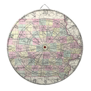 Jeu De Fléchettes Carte vintage de l'Iowa (1855)