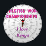 Jeu De Fléchettes Championnats du monde d'athlétisme Kenya Runner :<br><div class="desc">Athletics World Championships Kenya Runner - I Love Kenya Sports Art Montrez votre fierté dans l'athlétisme kenyan avec "Athletics World Championships Kenya Runner - I Love Kenya Sports Art." Cette oeuvre captivante reflète l'esprit sportif et la fierté nationale dans un design épuré et simple. Description : L'image présente en haut...</div>