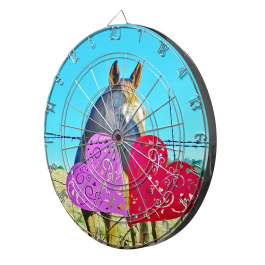 Jeu De Fléchettes Cheval blanc et Brown Valentine Coeurs (Devant droit)