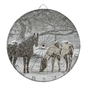 Jeu De Fléchettes cheval hiver neige ferme ranch animaux enneigés ge