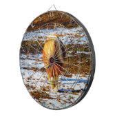 Jeu De Fléchettes Cheval miniature Brown et crème dans la neige. (Devant droit)