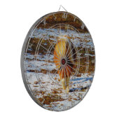 Jeu De Fléchettes Cheval miniature Brown et crème dans la neige. (Devant gauche)