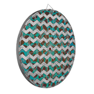 Jeu De Fléchettes Chevron Dalmatien Brun et Teal