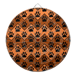 Jeu De Fléchettes Chevron Orange Brown Avec Motif Paw Chien