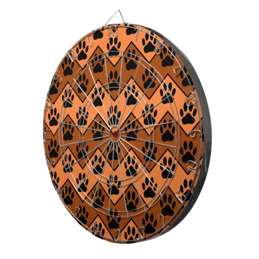 Jeu De Fléchettes Chevron Orange Brown Avec Motif Paw Chien (Devant droit)