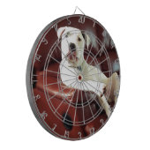 Jeu De Fléchettes chien pitbull blanc drôle sur le canapé (Devant gauche)