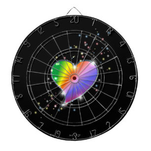 Jeu De Fléchettes Coeur arc-en-ciel avec étoiles sur noir