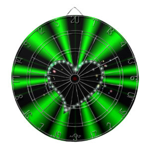 Jeu De Fléchettes Coeur noir avec étoiles sur arc-en-ciel vert