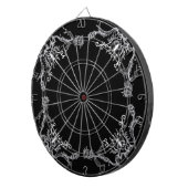 Jeu De Fléchettes Coeurs avec fleurs et papillon en style tatouage (Devant droit)