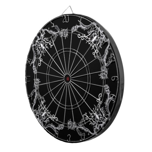 Jeu De Fléchettes Coeurs avec fleurs et papillon en style tatouage (Devant droit)