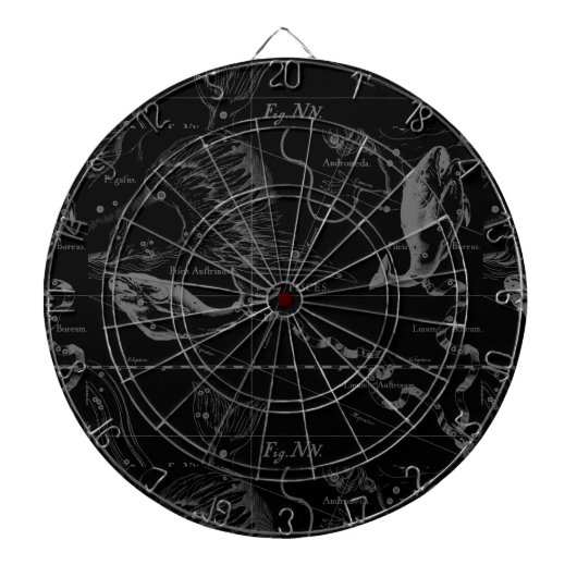 Jeu De Fléchettes Constellation des Poissons Hevelius 1690 sur fond (Devant)