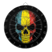 Jeu De Fléchettes Crâne roumain de drapeau sur le noir (Devant)