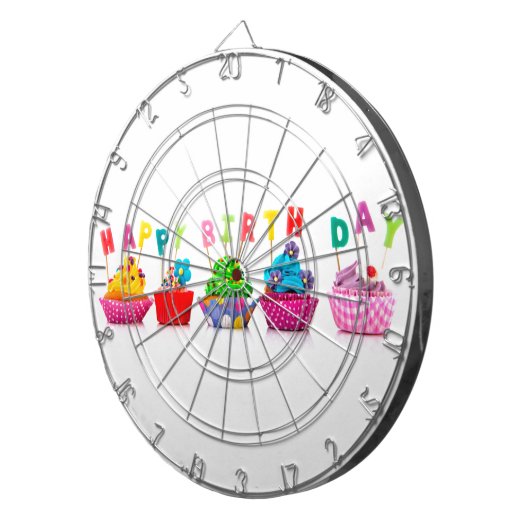 Jeu De Fléchettes Cupcakes de Joyeux Anniversaire (Devant droit)