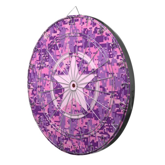 Jeu De Fléchettes Déco rose étoile sur le style Camo numérique (Devant droit)