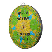 Jeu De Fléchettes Design circulaire "Bonne journée et meilleure nuit (Devant droit)