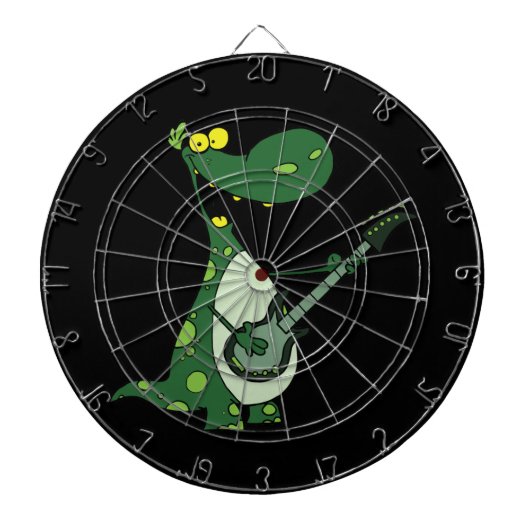 Jeu De Fléchettes Dino vert jugeant la guitare graphique (Devant)