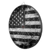 Jeu De Fléchettes Drapeau américain grunge noir et blanc (Devant droit)