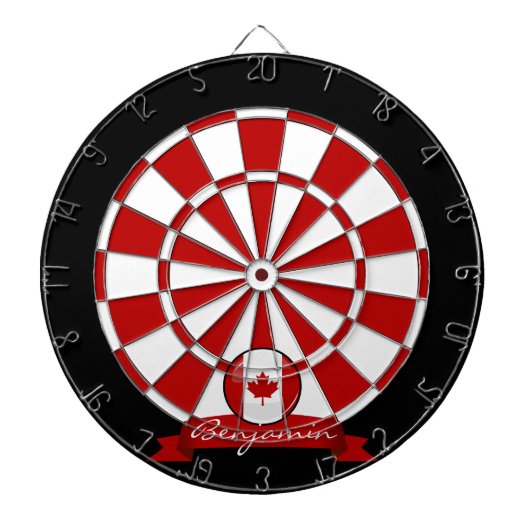 Jeu De Fléchettes Drapeau canadien rond brillant (Devant)