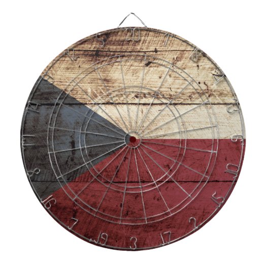 Jeu De Fléchettes Drapeau de République Tchèque sur le vieux grain (Devant)