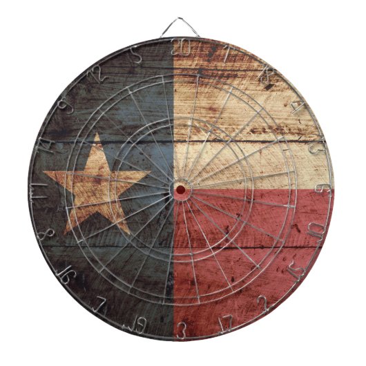 Jeu De Fléchettes Drapeau d'état du Texas sur le vieux grain en bois (Devant)