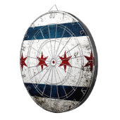 Jeu De Fléchettes Drapeau grunge noir de Chicago (Devant droit)