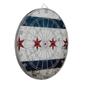 Jeu De Fléchettes Drapeau grunge noir de Chicago (Devant gauche)