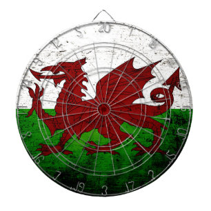 Jeu De Fléchettes Drapeau grunge noir du Pays de Galles