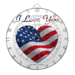 Jeu De Fléchettes Drapeau USA Cœur Je T'Aime
