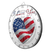 Jeu De Fléchettes Drapeau USA Cœur Je T'Aime (Devant droit)