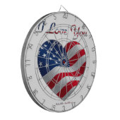 Jeu De Fléchettes Drapeau USA Cœur Je T'Aime (Devant gauche)