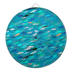 Jeu De Fléchettes École de Poissons, Turquoise, Bleu et Aqua