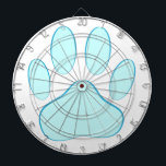 Jeu De Fléchettes Empreinte de chien bleu bébé<br><div class="desc">Pawprint de chien de dessin animé en bleu.</div>