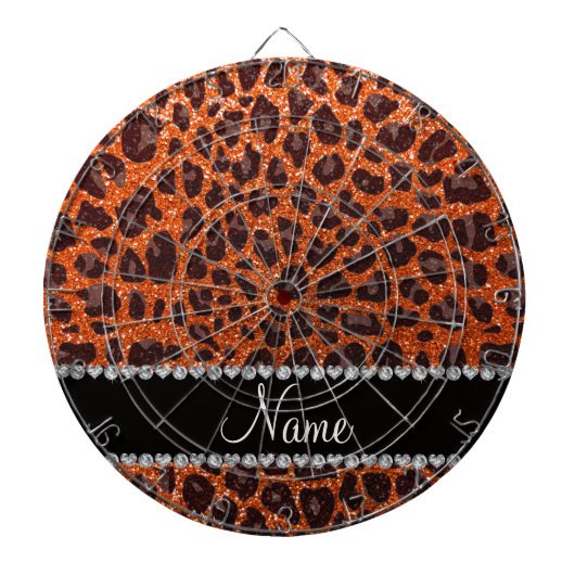 Jeu De Fléchettes Empreinte de léopard de parties scintillant orange (Devant)