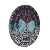 Jeu De Fléchettes Empreinte de léopard tendance et ruban bleu avec n (Devant gauche)