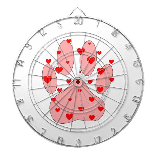 Jeu De Fléchettes Empreinte de patte rose aux coeurs (Devant)