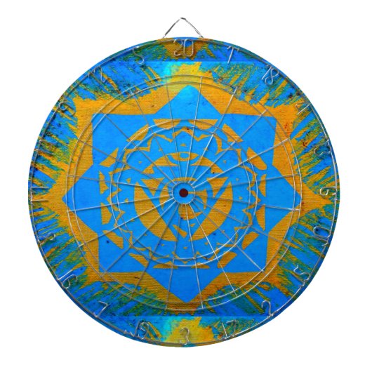 Jeu De Fléchettes étoile tantrique or sur bleu (Devant)