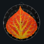 Jeu De Fléchettes Feuille d'Aspen rouge et jaune #10<br><div class="desc">Ma peinture d'une feuille de tremble dans les jaunes et les rouges de l'automne!</div>
