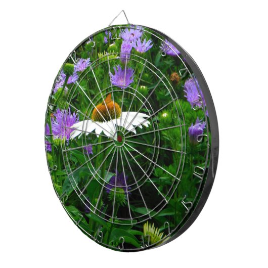 Jeu De Fléchettes Fleur de cône blanc, fleurs pourpres et papillon (Devant droit)