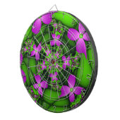 Jeu De Fléchettes Fleurs fractales Abstraites de néon rose vert (Devant droit)